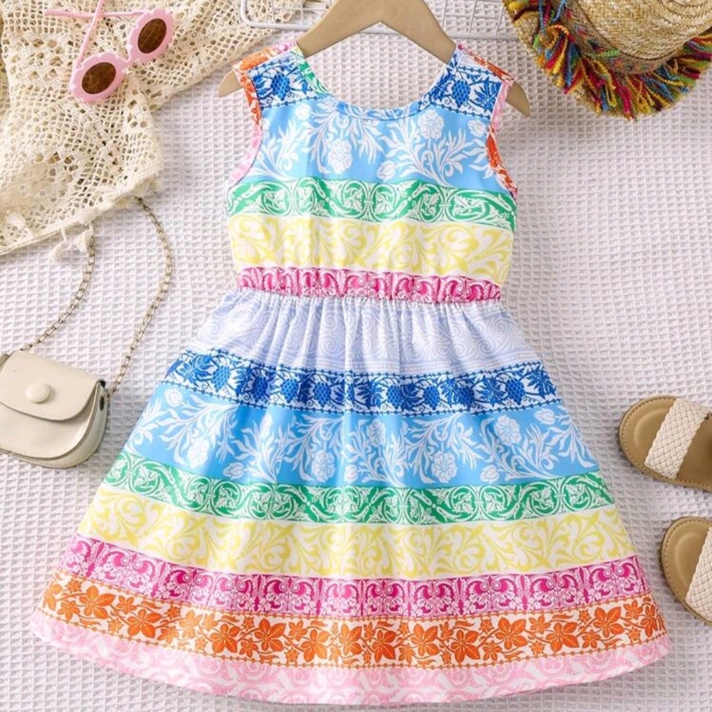 Colorful Striped Kids Dress